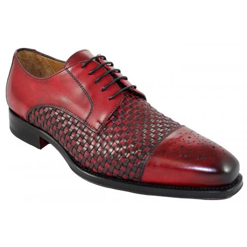 Emilio Franco "EF214" Red / Burgundy Genuine Calf Weave Leather Shoes.